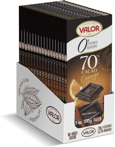 Valor Sugar Free Dark Chocolate Bar - Dark Diabetic Chocolate with ...