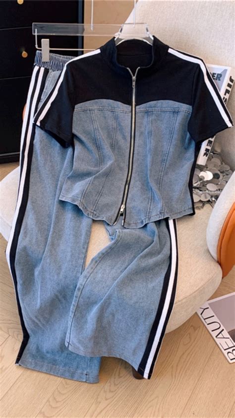 Striped Denim Co- Ords Set. FC1004 – Fashion Cloud