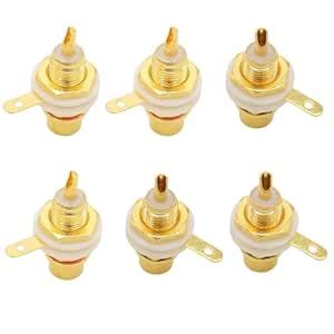 Audio Terminal Jack Gold Plated 6-Pack RCA Panel Mount Plug Audio ...