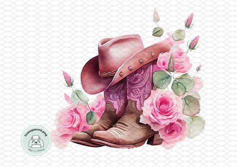 Cowgirl Hat Boots and Roses Clipart Png Sublimation Design - Etsy Australia