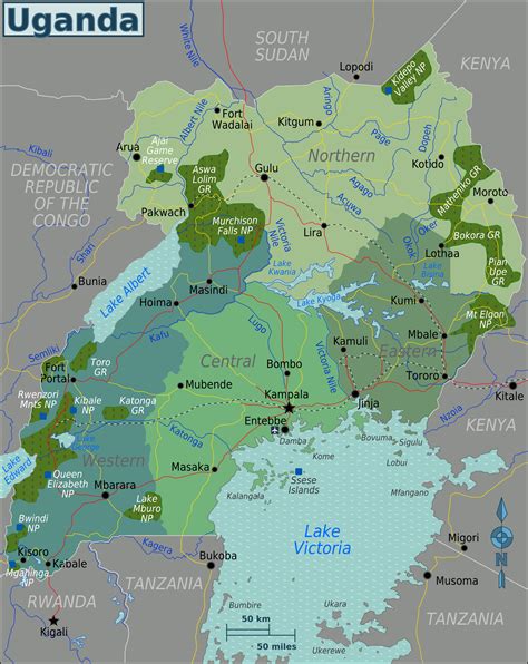 Large regions map of Uganda | Uganda | Africa | Mapsland | Maps of the World
