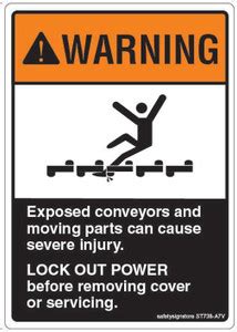 Safety Sign Store WARNING: Exposed Conveyors & Moving Parts Emergency ...