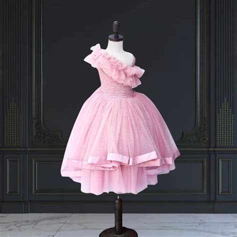 Buy Mauve High Low Layered Wings Girls Party Wear Gown