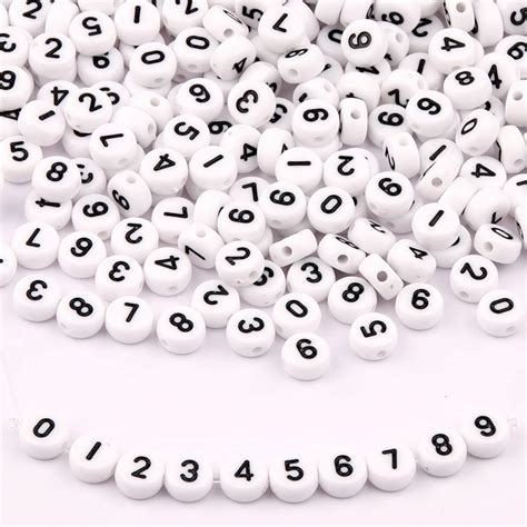 ZesNice Number Beads, 600 Pieces Number Beads for Bracelets, Beads for ...