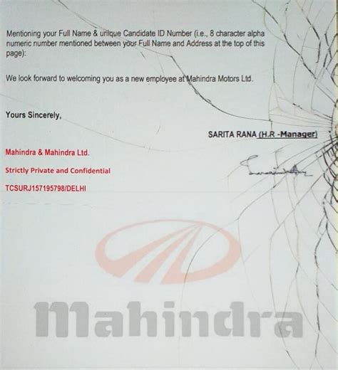 [Resolved] Shine.com — Mahindra motors ltd fake offer letter