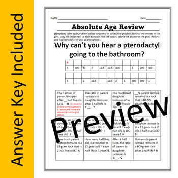 Image result for Absolute Dating Worksheet Answers