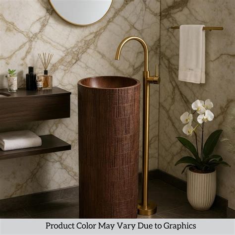 Artificial Marble| Textured Brown Pedestal Basin| Matt Finish(16x16x34 ...