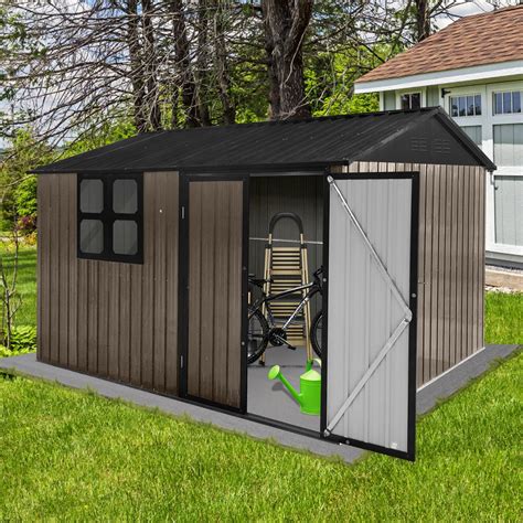 Buy 10x8 FT Metal Storage Shed with Window, Large Outdoor Shed, Garden ...