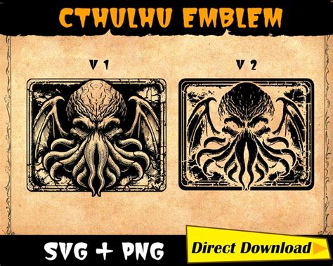 Kraken Cthulhu SVG PNG Emblem Vector, Transparent Background, Clipart ...