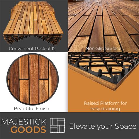 24 Sq Ft Interlocking Deck Tiles 24 x 12 Long Boards Snap Together Wood ...