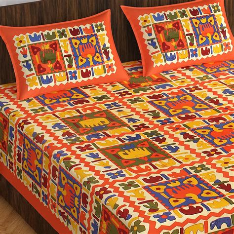 Jaipur Sanganeri Badmeri Peacock Print Cotton Double Bed Sheet | Queen ...