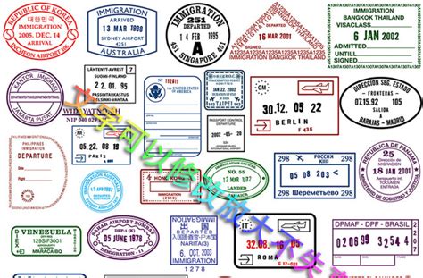 各国签证印章矢量-证书模板-工图网