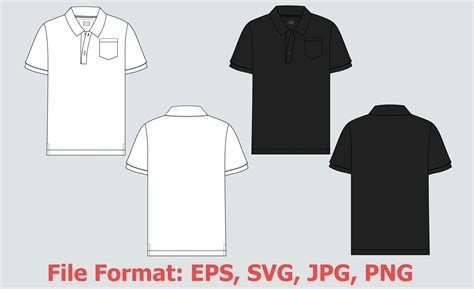 Black, White Polo Shirt Template Svg Graphic by ClothingArtStudio ...