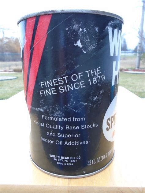 VINTAGE WOLF'S HEAD SUPER DUTY MOTOR OIL! (1) Qt. FULL CAN! GREAT ...