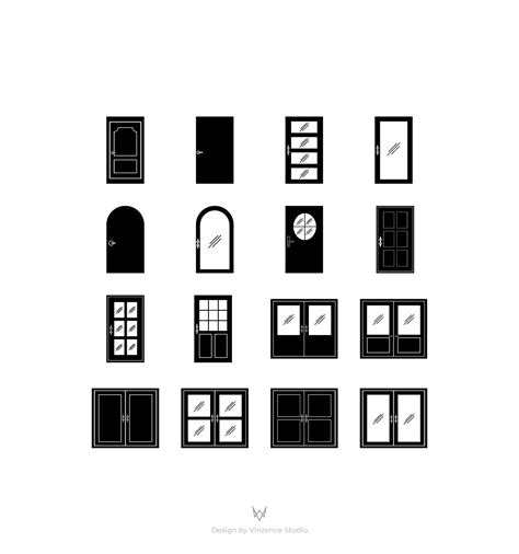 16个门窗实心图标矢量素材 16 Door Solid Icons – 设计小咖