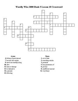Wordly Wise 3000 Book 5 Lesson 18 Crossword Puzzle by Flair for the ...