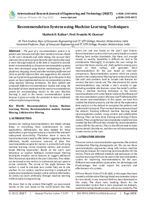 Image result for Recommendation System Machine Learning Research Paper