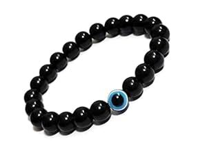 Buy Navjai Unisex Black Tourmaline Evil Eye Bracelets Handmade 8MM ...