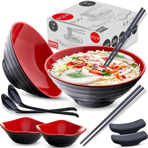Buy Ceramic Japanese Ramen Noodle Soup Bowl, 2 Sets (6 Piece) 60 Ounce ...