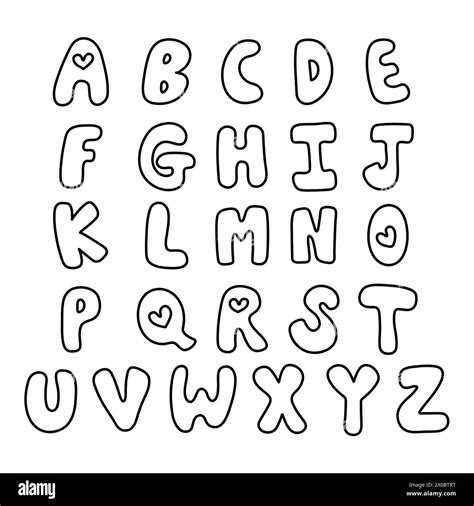 Hand drawn A to Z alphabet letters outlines for font, cartoon, typography, initials, stickers ...