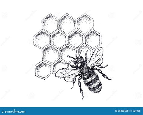 Honeycomb Drawing Brown Black Cream. Stylized Backdrop. Royalty-Free ...