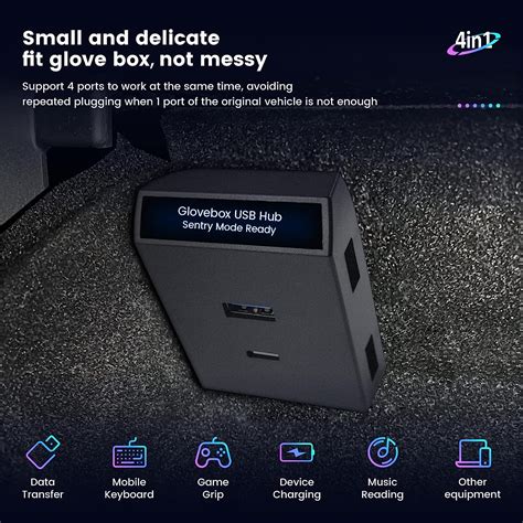 Buy USB Hub for Tesla Model Y Model 3 2021 2022 2023, 4 in1 Multiport ...