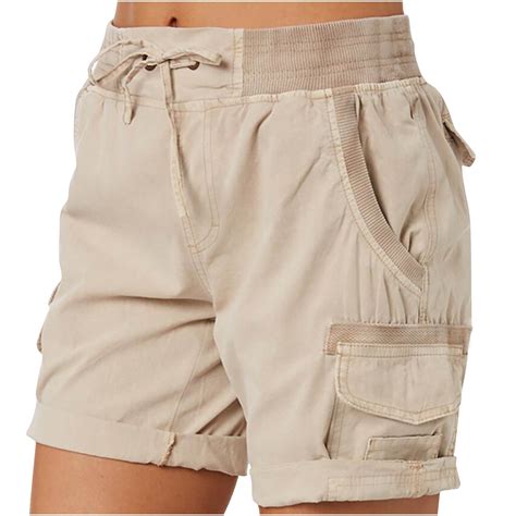 Njoeus Women's Relaxed Fitted Cargo Shorts, Casual Elastic Waist Cargo ...