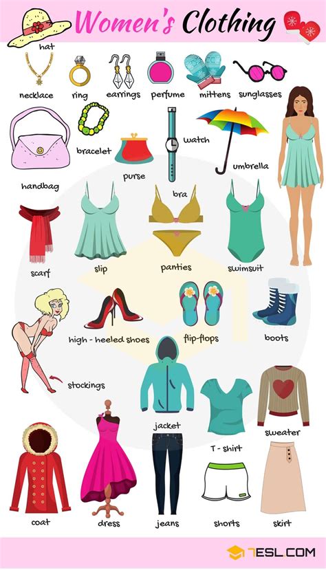 Women's Clothes Vocabulary: Clothing Names With Pictures - 7 E S L