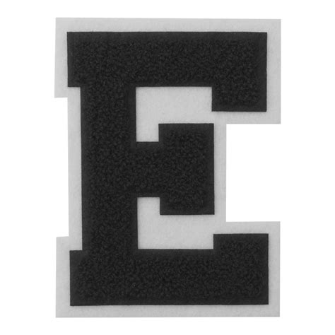 E - Black on White - 4 1/2 Inch Heat Seal/Sew On Chenille Varsity ...