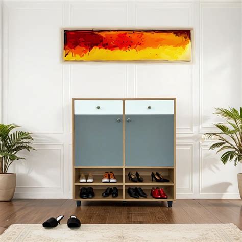 Raywud Teak Harmony Extra Large Shoe Cabinet, 2-Door Engineered Wood ...