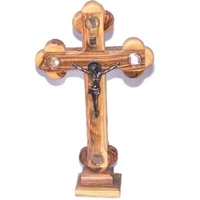 Buy Meduim size Table Olive wood Crucifix with Holy Land samples Online ...