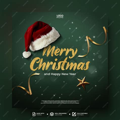 Merry christmas social media post template design | Premium PSD