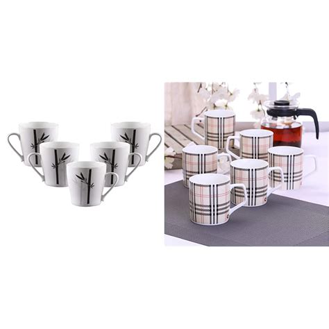 Buy Clay Craft Master MW Bone China Coffee Mug Set, 150ml, Set of 6 ...