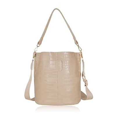 Buy Hirooms Women's Bucket Bag and Purses Crocodile Leather Crossbody ...