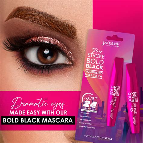 Jaquline USA Pro Stroke Bold Black Volumising Mascara 24Hrs 9.5ml – NewU