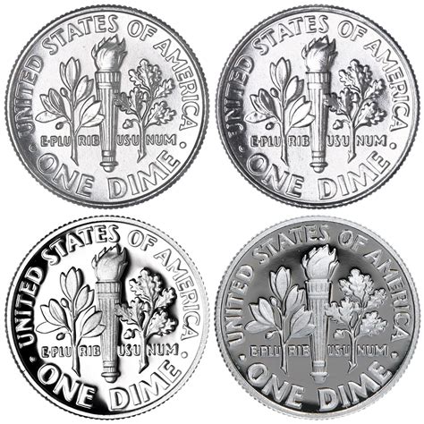 2019 P D S S Roosevelt Dime Year Set Silver & Clad Proof & BU US 4 Coin ...