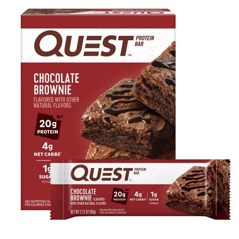 Quest Nutrition Chocolate Brownie Protein Bars, 20g Protein, 4g Net ...
