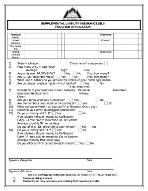 SUPPLEMENTAL LIABILITY INSURANCE (SLI) Doc Template | pdfFiller