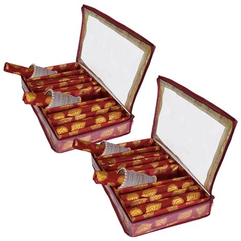 Heart Home Feather Design Laminated 6 Rod Box, Organizer For Bangle ...