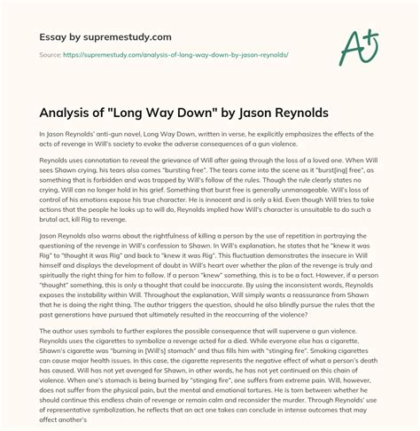 Analysis of "Long Way Down" by Jason Reynolds - Free Essay Example ...