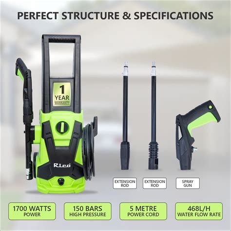 Rico ‎HP-2207 High Pressure Washer Professional PowerShot 1700W Powerf ...