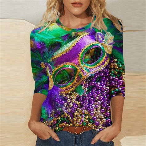 Aloohaidyvio Mardi Gras Shirts Long Sleeve,Womens Mardi Gras Mask ...