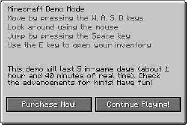 Image result for Minecraft Java Stuck in Demo Mode