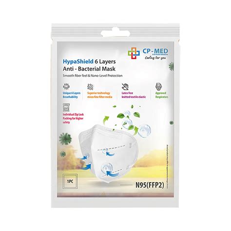 CP-Med N95 FFP2 Hypashield 6 Layers Anti-Bacterial Mask with Earloop ...