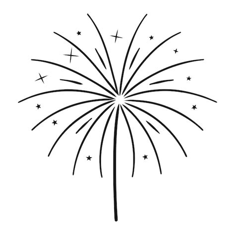 Icône de feux d'artifice dessinée à la main couleur noire élément ...
