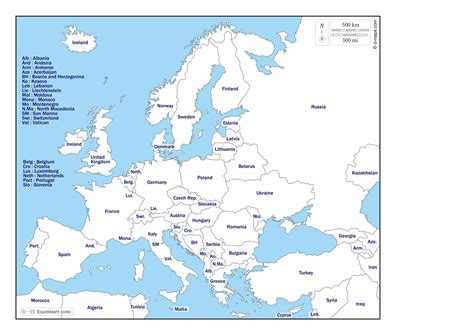 Mapa Imprimible De Los Países Europeos