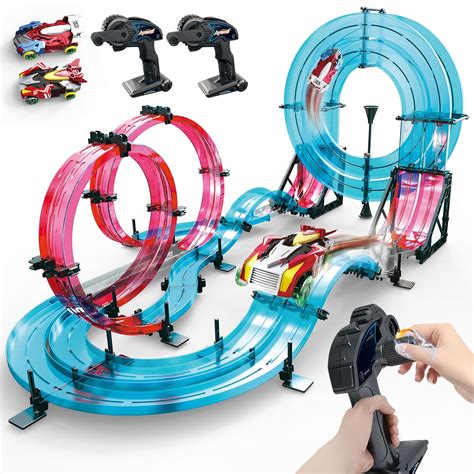 Buy REMOKING RC Track Car, STEM Rail Race RC Track Car Toys Build Your ...