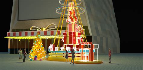 商场圣诞节户外亮化美陈感应圣诞树互动装置触摸变色球租赁