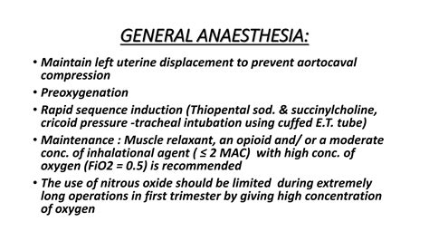 Anaesthesia for non obstetric surgery in pregnancy | PPTX