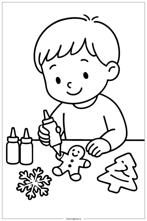 Cute Christmas Gingerbread Coloring Page (Free PDF&PNG Printable)